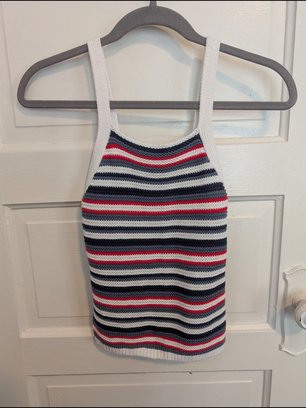 Kismet Striped Knit Tank Cottagecore - Navy, White & Red